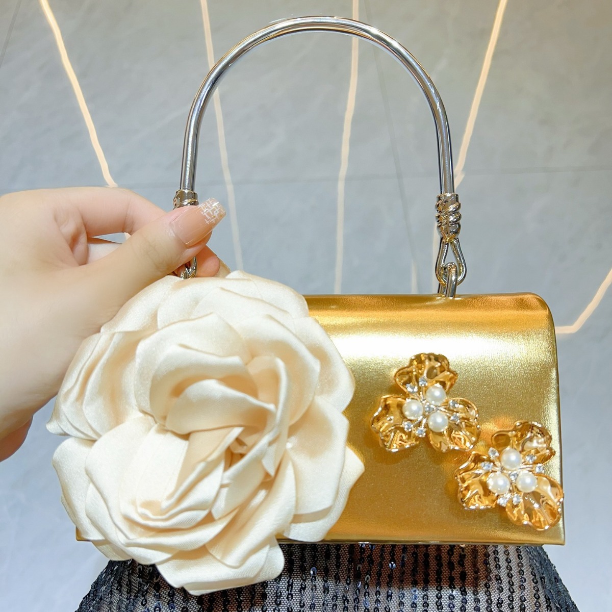 Luxury Bags Gold - فاخر الذهب ثلاثية الأبعاد زهرة حقيبة