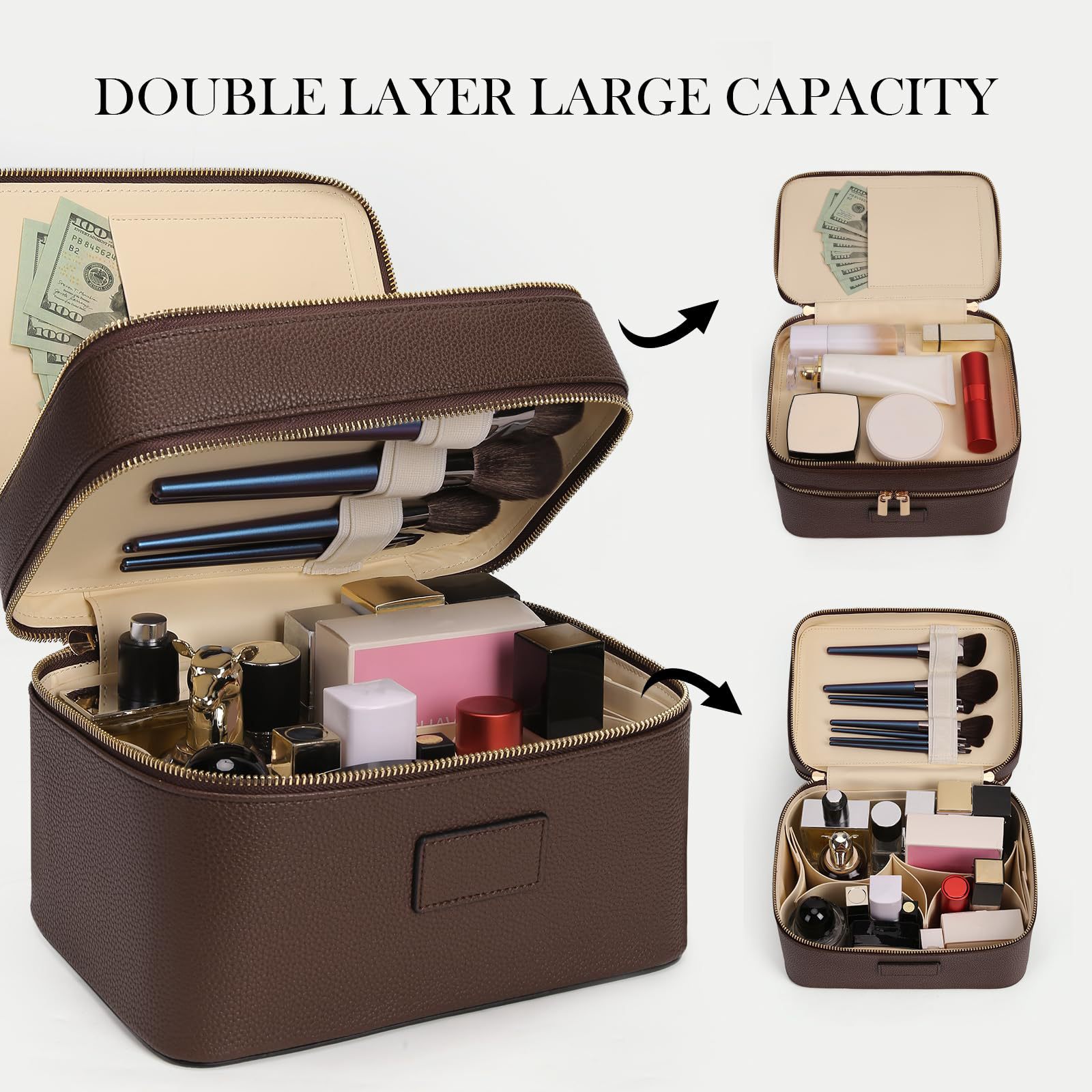 Luxury Bags Quality - حقيبة مستحضرات تجميل فاخرة كبيرة السعة