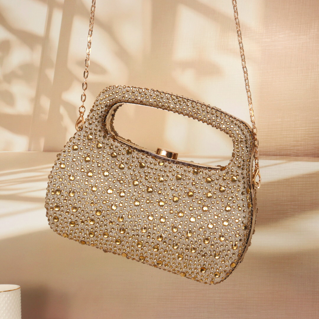 حقيبة سهرة فاخرة مرصعة بالألما - مراجعة Luxury Bags Gold وسعره